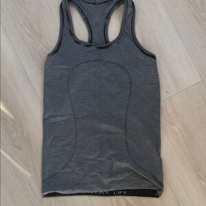 lululemon athletica Black and Gray Striped Tank Top